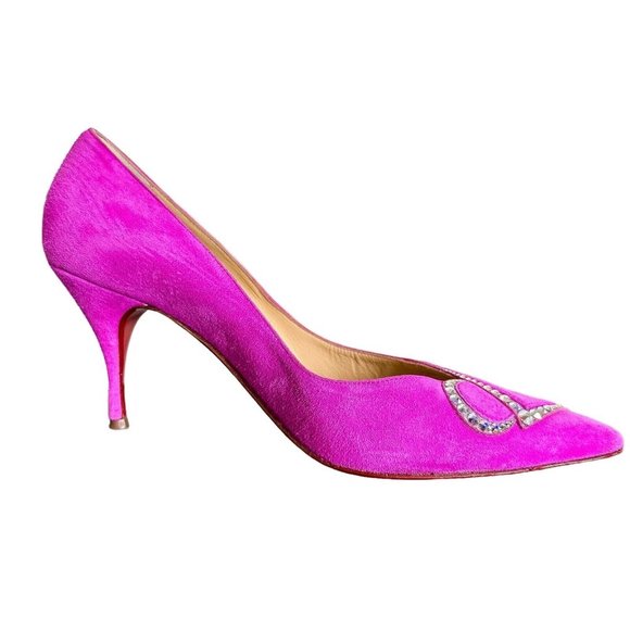 Christian Louboutin Fuchsia Heels with Sparkling Accents - Picture 11 of 16